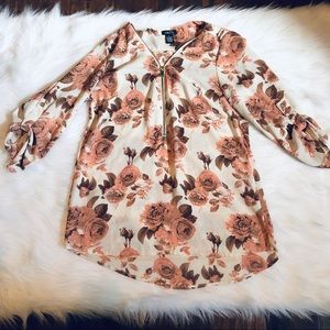 Rue21 Pink & Brown Floral Blouse